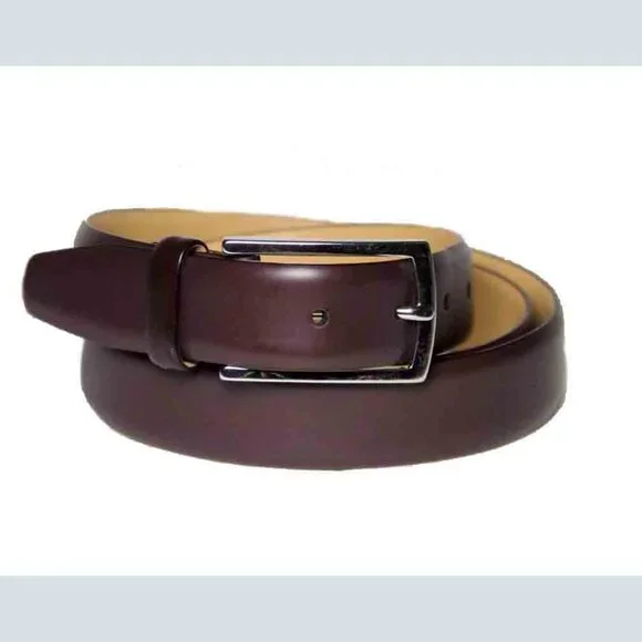 Jos A Bank Signature Italian Leather Dress Belt Burgundy Men's Size 44 - Picture 1 of 2